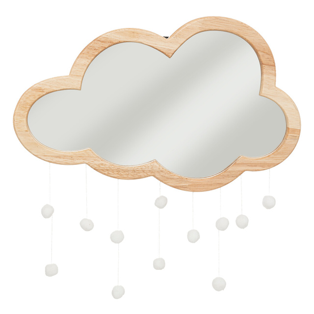 Oglindă cu nori și pompoane, 40 x 36 cm