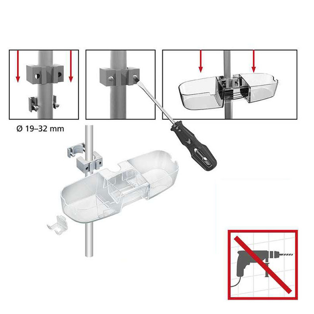 Raft de baie pentru duș CADDY Premium montat pe bara de duș, WENKO