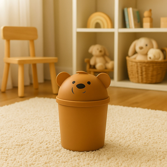 Coș mic de gunoi în formă de ursuleț pentru o cameră de copii, 1,5 l