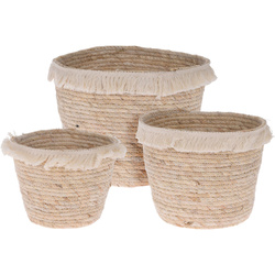 Cos depozitare frunze de porumb GYPSY, 3 bucati cu franjuri