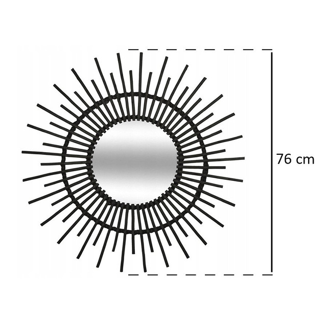 Oglindă de perete în cadru țesut, Ø 76 cm, negru