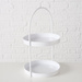 Suport metalic  Joko, decorativ,  cu doua rafturi,  25 cm, alb