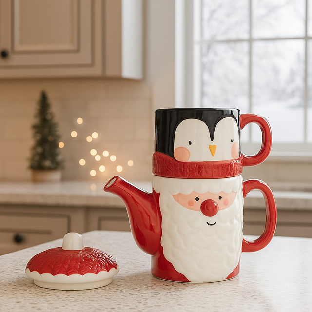 Ibric si cana cu motiv de Craciun, 21 cm