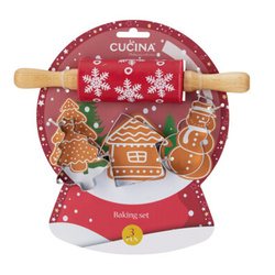 Set de copt pentru copii TIVOLA, sucitor mini cu model de fulgi de zăpadă + 3 forme, model 2