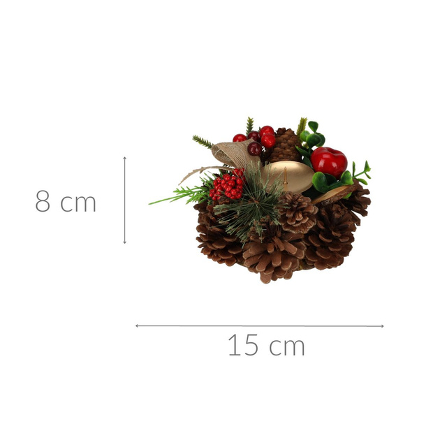 Sfeșnic de pin, decor de Crăciun, 15 cm