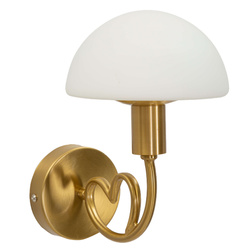 Aplica de perete LOVY cu braț metalic curbat și abajur textil, 23 × 15 × 22 cm