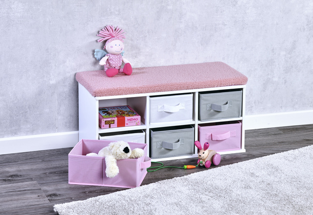 Dulap cu scaun roz, 6 organizatoare, 68 cm