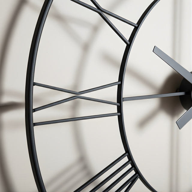Ceas de perete în stil industrial ARATIO, Ø 70 cm, negru