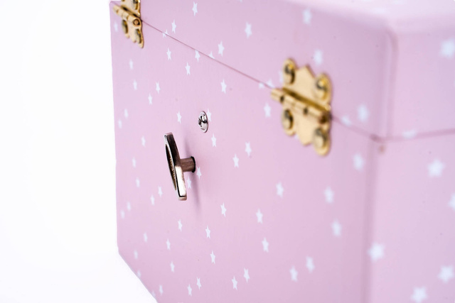 Cutie de bijuterii muzicala cu oglindă,Roz