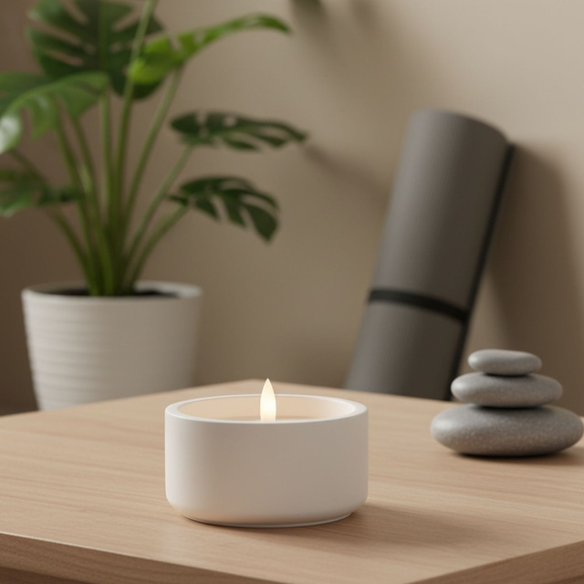 Lumânare LED din ceară cu flacără 3D, Ø 10 cm, model 1