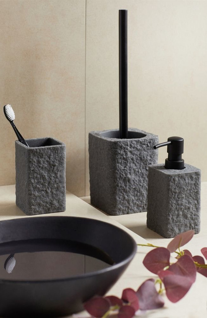 Perie WC cu suport VILLATA, Negru, 37x11,2x10 cm, WENKO