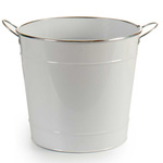 Husa ghiveci tip galeata, zinc, alb