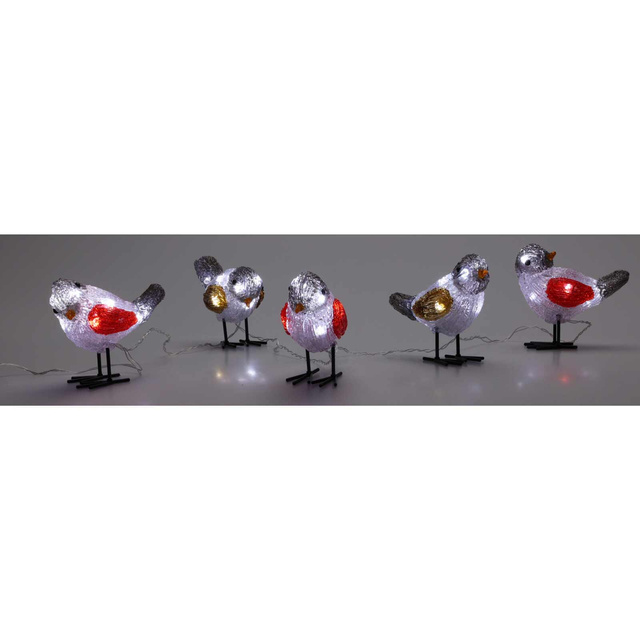 Lanț luminos cu 5 LED-uri cu motiv de păsări, 200 cm