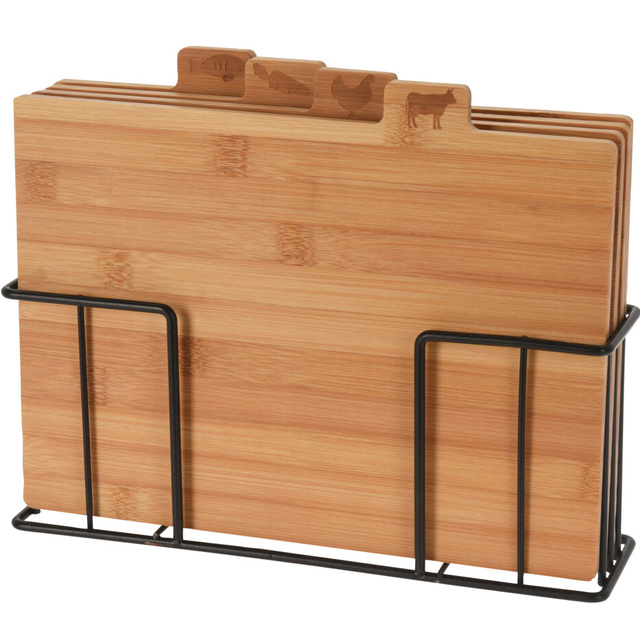 Tocatoare din bambus, 4 bucati cu suport din metal