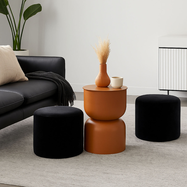 Masa coloană DISA, mată, Ø 31 cm, portocalie