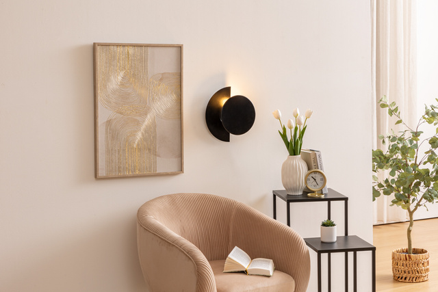 Aplica de perete neagră loft MYSTI, înălțime 30,5 cm