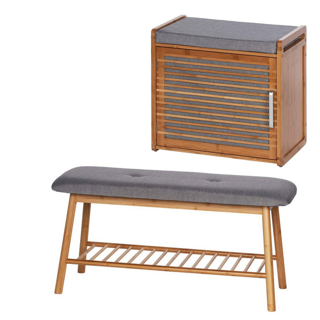 Schowek na buty Bahari z poduszką wykonany z bambusa, Wenko