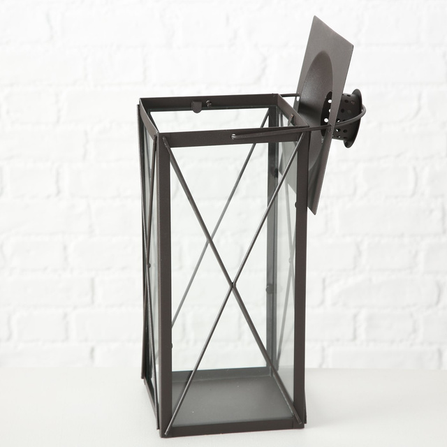 Lantern metalic lumanare, geam de sticla, FAROL, 30 cm