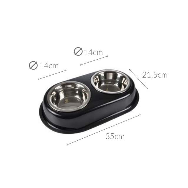 Bol dublu pentru hrana caini, otel inoxidabil, Ø 14 cm