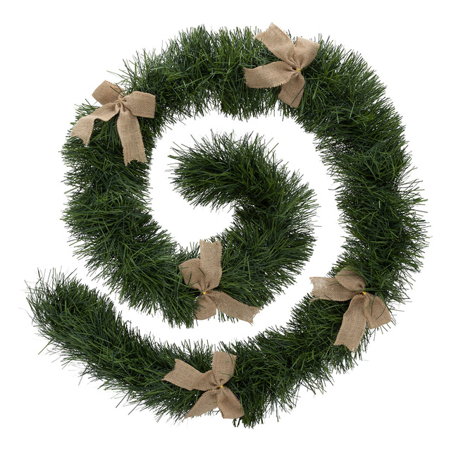 Ghirlanda de Craciun, brad dens cu fundite aurii, 200 cm