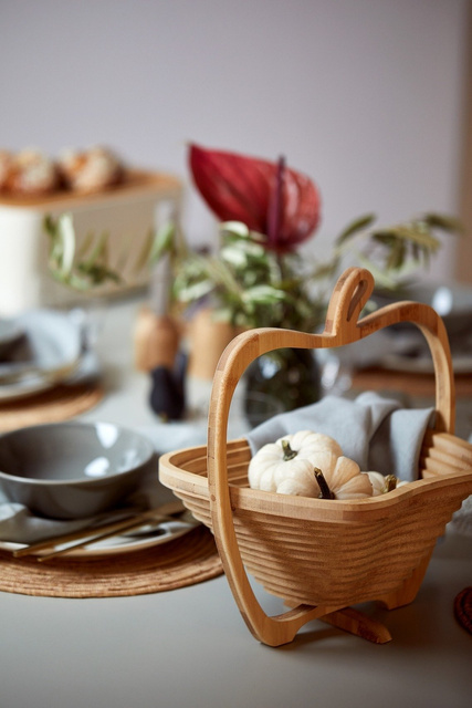 Coș pliant pentru fructe,Bambus, 30x22,5 cm