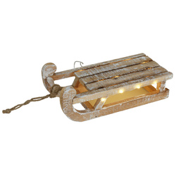 Decorațiune de Crăciun din lemn cu LED, sanie, 32 x 25 x 11 cm