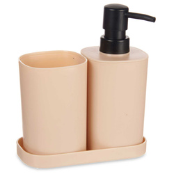 Distribuitor de sapun lichid cu pahar pentru perie si suport, plastic, 3 elemente