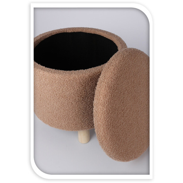 Puf rotund tapițat cu spațiu de depozitare TEDDY, Ø 40 x 37 cm