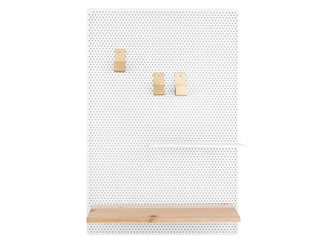 Tablă pentru notițe PERKY MESH, rafturi + cârlige, 52 x 35 cm