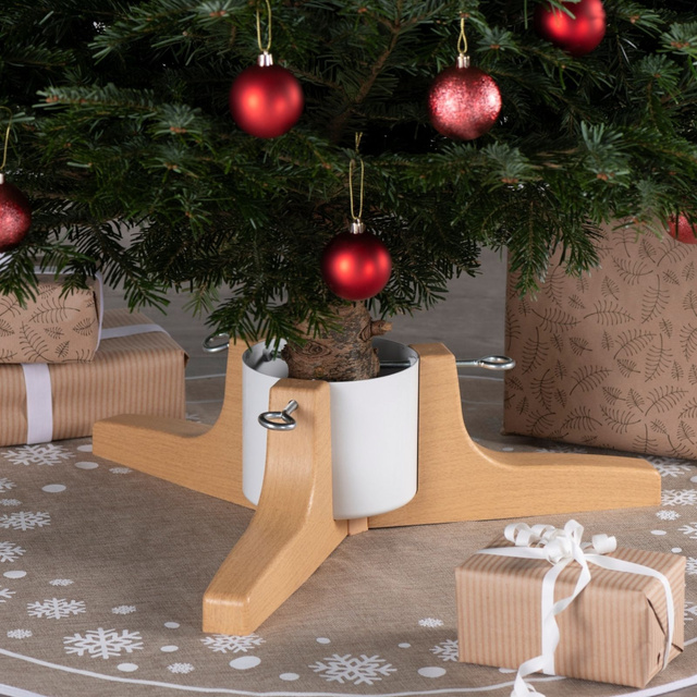 Suport pentru brad cu imitație de lemn, 62 cm, rezervor 2,2 l, alb