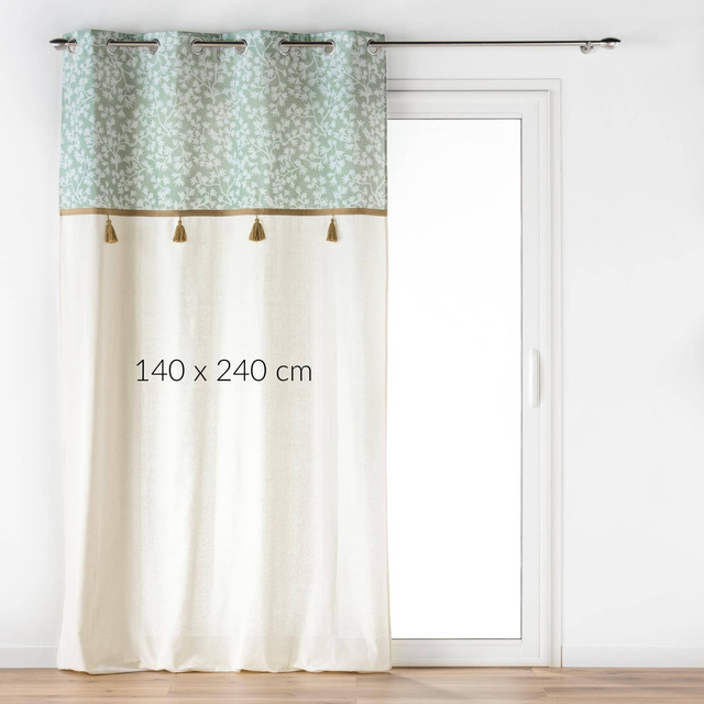 Perdea din bumbac două culori cu ciucuri, VIVOLINE, 140 x 240 cm