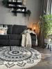 Covor decorativ în stil boho, culori alb-negru, Ø 120 cm