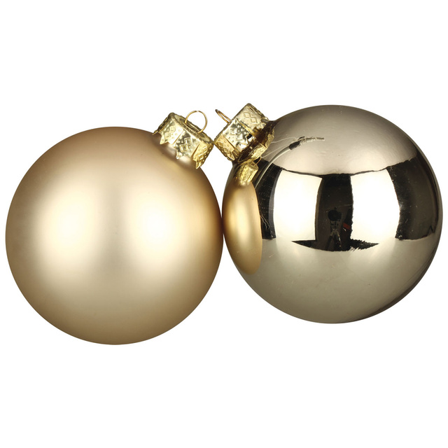Set 8 globuri de culoare șampanie, 8 cm