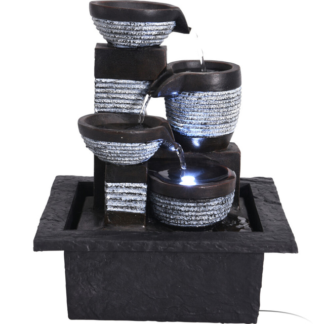 Fântână de interior, decorativă, iluminare LED, 21,5 x 19 x 26 cm