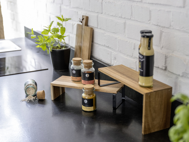 Raft bucatarie coltar, lemn de salcam, Vali, WENKO