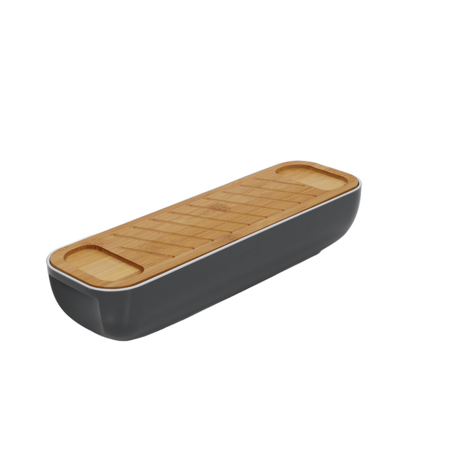 Coș de pâine cu capac din bambus, cuțit inclus