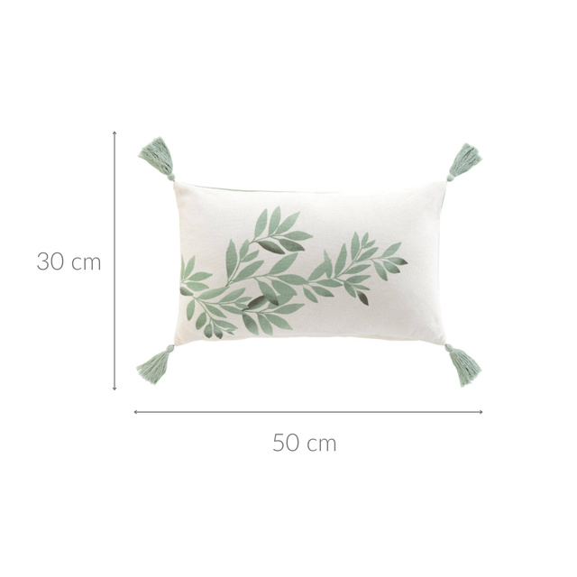 Pernă decorativă cu franjuri și model de frunze, 30 x 50 cm