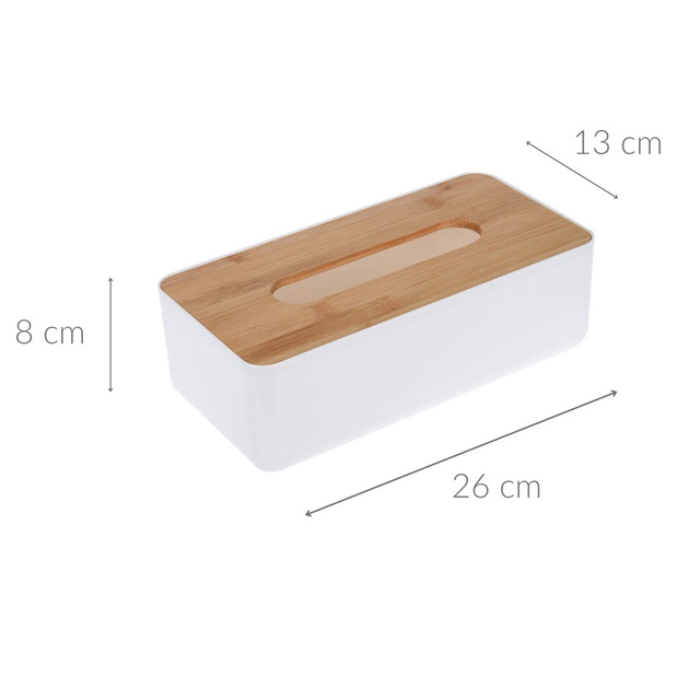 Suport pentru șervețele cu capac din bambus, 26x13x8 cm