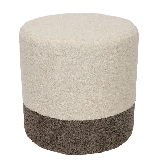 Puf rotund tapițat în două culori boucle, Ø 35 x 34 cm