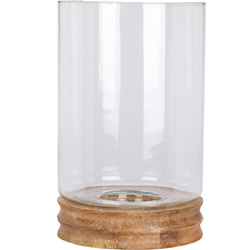 Lanterne decorativă din lemn de mango și sticlă Ø 26 cm, înălțime 41 cm