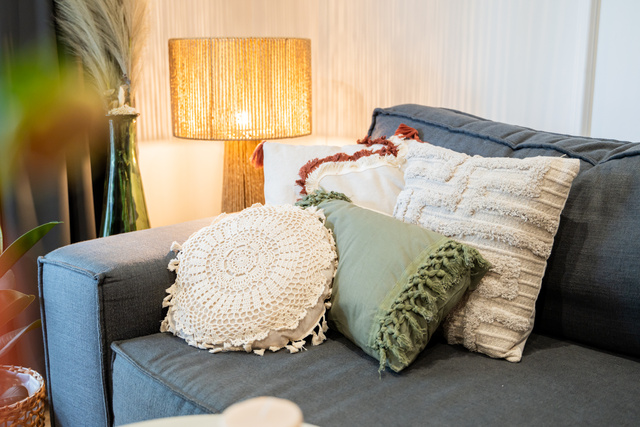 Fata de perna decorativa ZELIE boho, bumbac, 40 x 40 cm