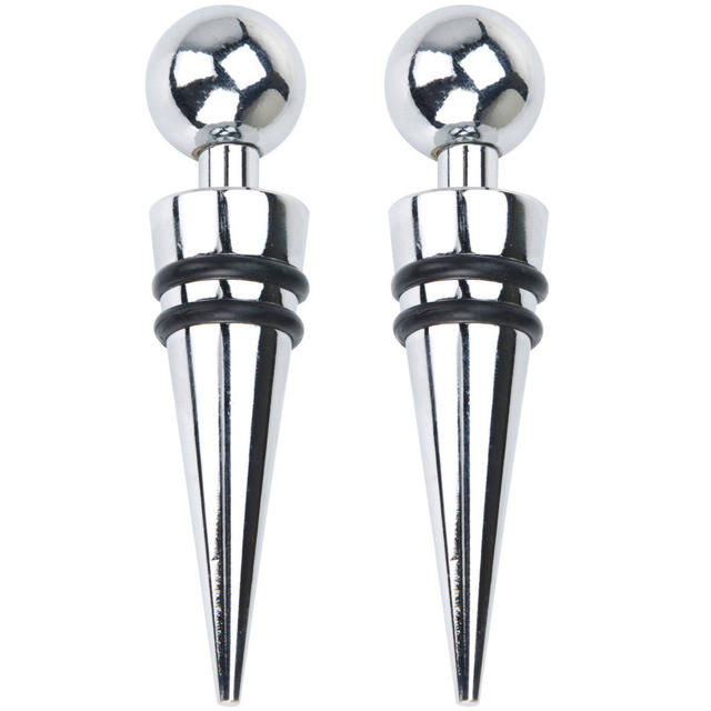 Dop pentru sticle de vin, reutilizabil, metal, 2 buc