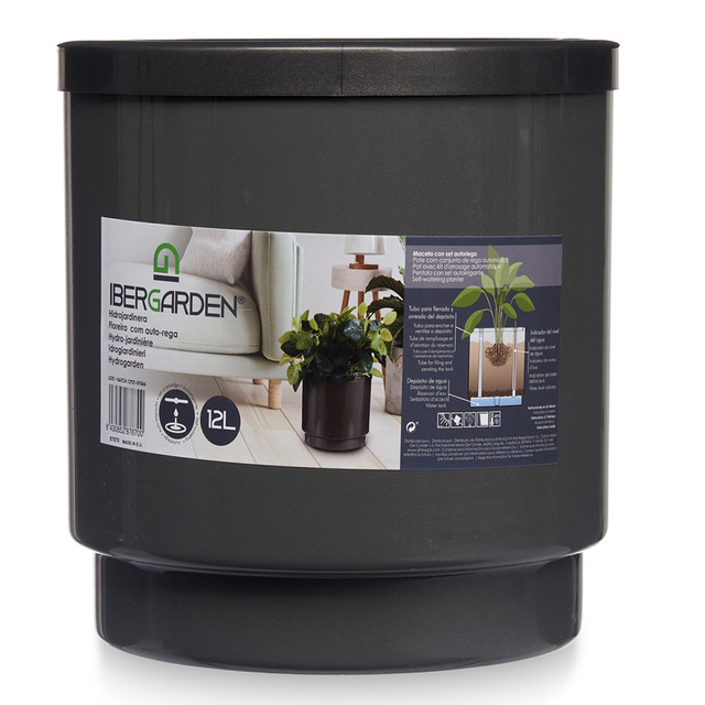 Ghiveci pentru flori cu udare automata, antracit, Ø 26 cm