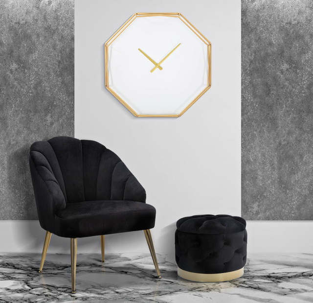 Ceas de perete octogonal în stil glamour, Ø 56 cm