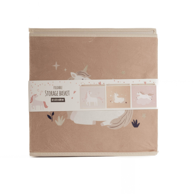 Cutie textila pentru jucarii Unicorn, 32 x 32 x 30 cm