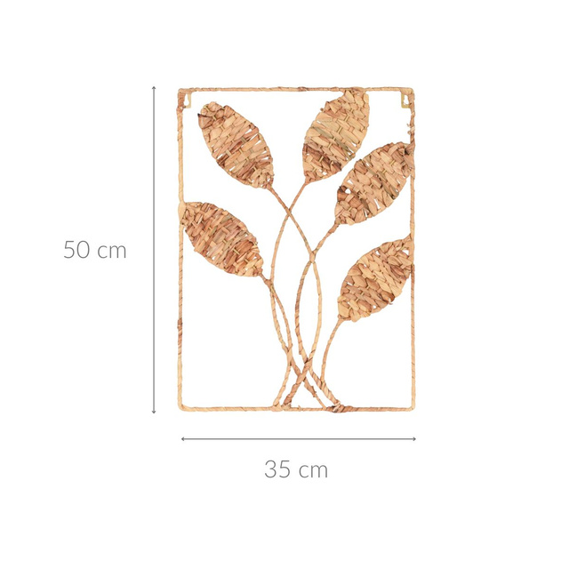 Decor de perete impletit, frunze, 50 x 35 cm