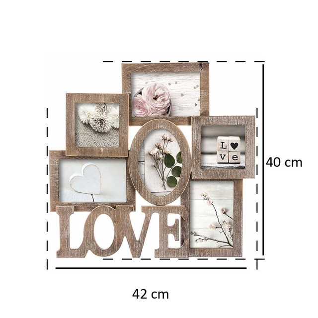 Rama foto LOVE cu spațiu pentru 6 fotografii