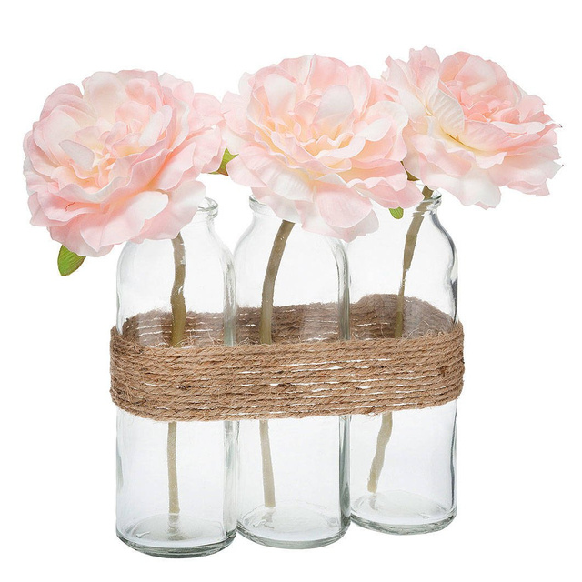 Flori artificiale in vaza de sticla, 3 bucati