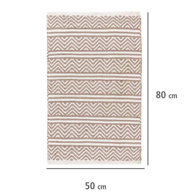 Covor de baie SHAKI, poliester reciclat, bej, model etnic, WENKO