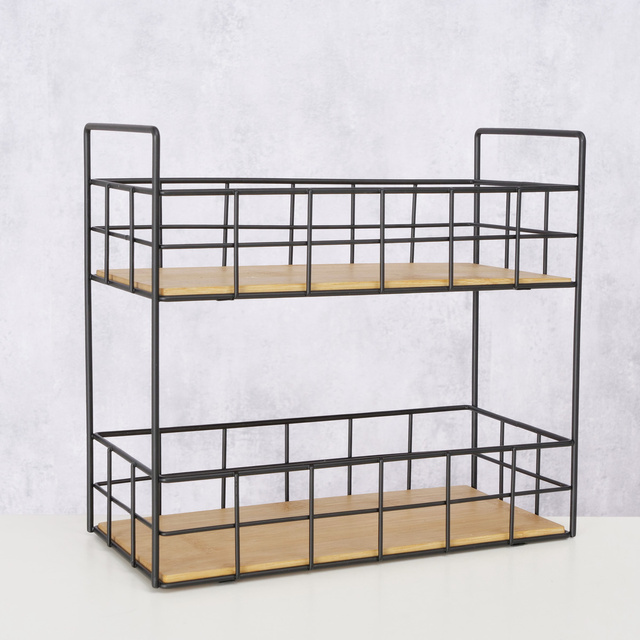 NEILA tavă cu două etaje din metal și bambus, 25 cm